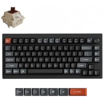 Keychron V1 Ultra 8K V1U-D3 Ασύρματο Gaming Μηχανικό Πληκτρολόγιο 75% με Keychron Silk POM Brown διακόπτες και RGB φωτισμό (Αγγλικό US)