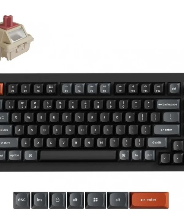 Keychron V1 Ultra 8K V1U-D1 Ασύρματο Gaming Μηχανικό Πληκτρολόγιο με Keychron Silk POM Red διακόπτες και RGB φωτισμό (Αγγλικό US)