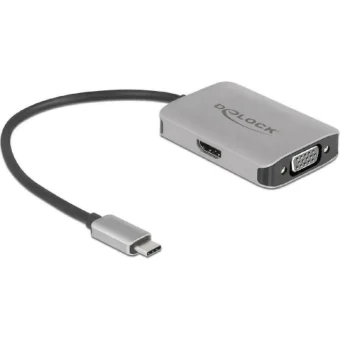DeLock Μετατροπέας USB-C male σε HDMI / VGA female Ασημί 1τμχ 87776