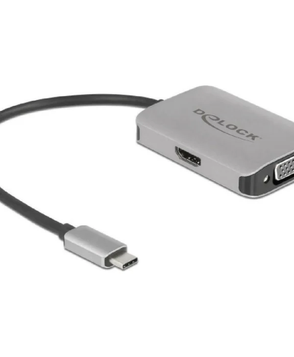 DeLock Μετατροπέας USB-C male σε HDMI / VGA female Ασημί 1τμχ 87776