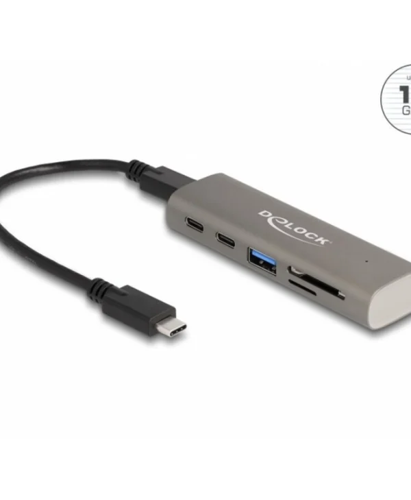 DeLock Hub 3 Θυρών USB 3.2 με σύνδεση USB-C Γκρι 64236