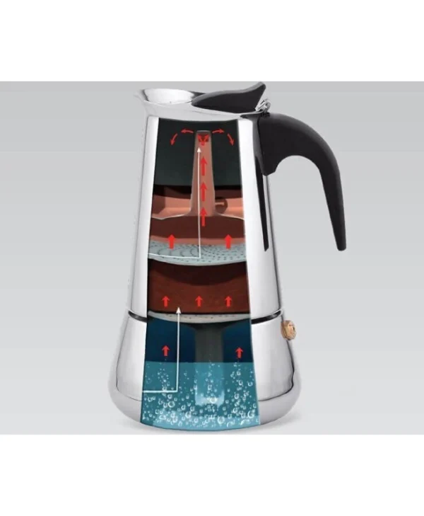 Maestro Μπρίκι Espresso 6cups Inox Μαύρο MR-1660-6
