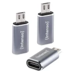 Intenso Μετατροπέας USB-C female σε USB-C male Γκρι 3τμχ 7600213