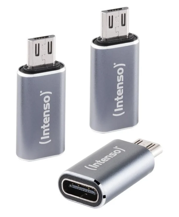 Intenso Μετατροπέας USB-C female σε USB-C male Γκρι 3τμχ 7600213