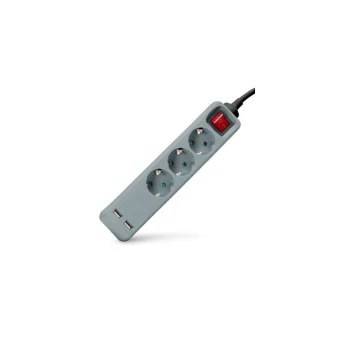 Entac Πολύπριζο Aσφαλείας 3 Θέσεων με USB-A, Διακόπτη και Καλώδιο 1.5m Γκρι ESE1.5G3-1.5-SW-USB-GR