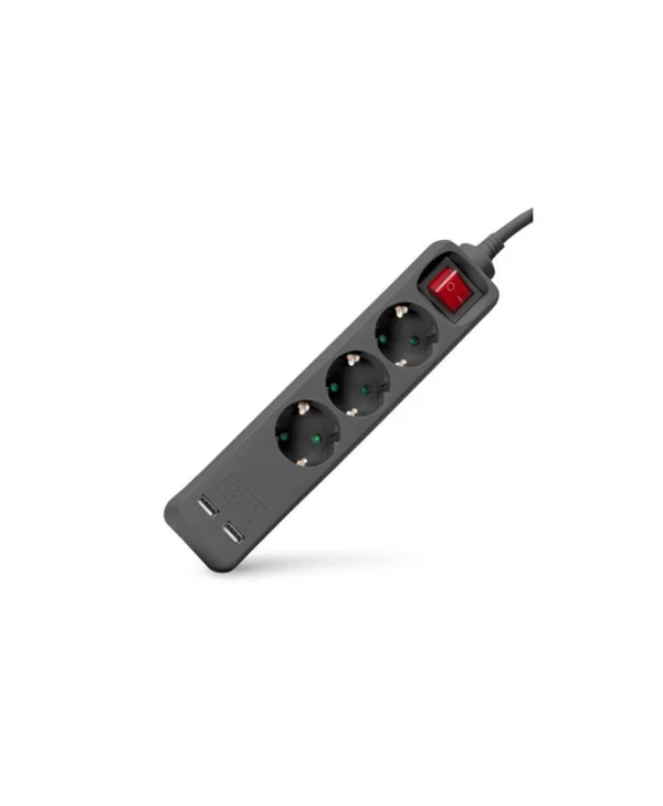 Entac Πολύπριζο 3 Θέσεων με USB-A και Καλώδιο 1.5m ESE1.5G3-1.5-SW-USB-B