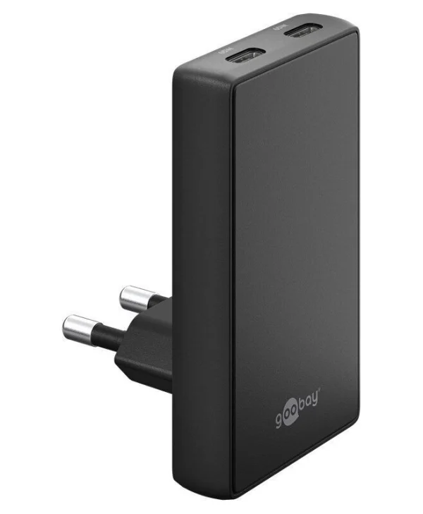 Goobay Φορτιστής Χωρίς Καλώδιο GaN με 2 Θύρες USB-C 65W Power Delivery Μαύρος (75725)
