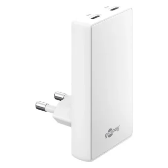 Goobay Φορτιστής Χωρίς Καλώδιο GaN με 2 Θύρες USB-C 65W Power Delivery Λευκός (75726)