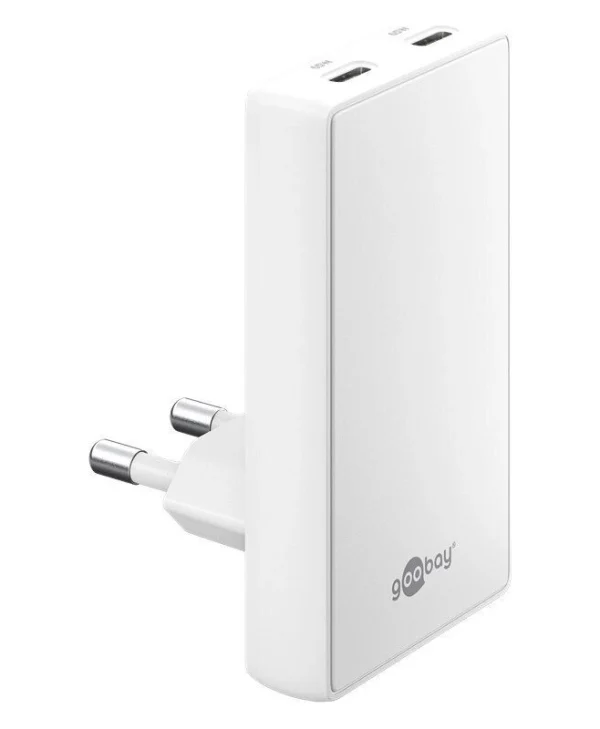 Goobay Φορτιστής Χωρίς Καλώδιο GaN με 2 Θύρες USB-C 65W Power Delivery Λευκός (75726)