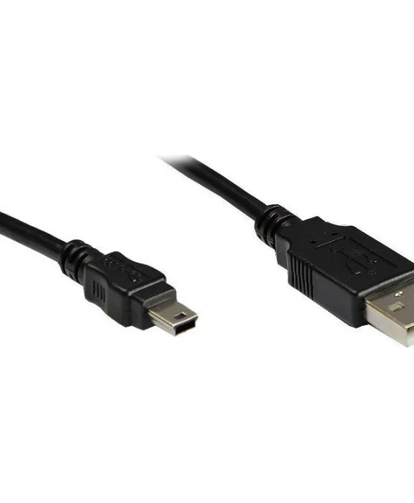 Alcasa Usb A Usb Mini B Αρσενικό Αρσενικό 3m Καλώδιο Usb Usb 2.0 Mini-usb B Μαύρο Μεταλλικό 3310-AM3