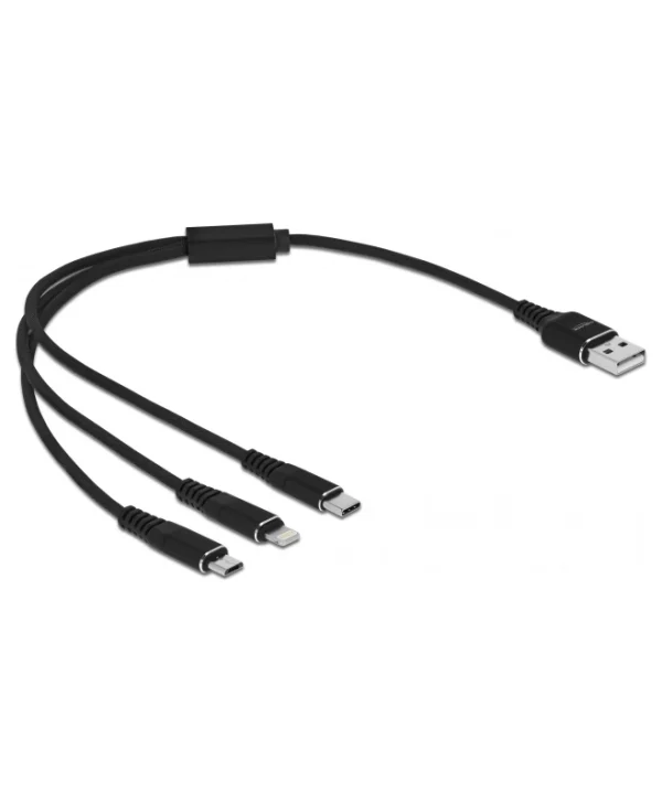 DeLock Regular USB to Lightning / Type-C / micro USB Cable Μαύρο 0.3m (87152)