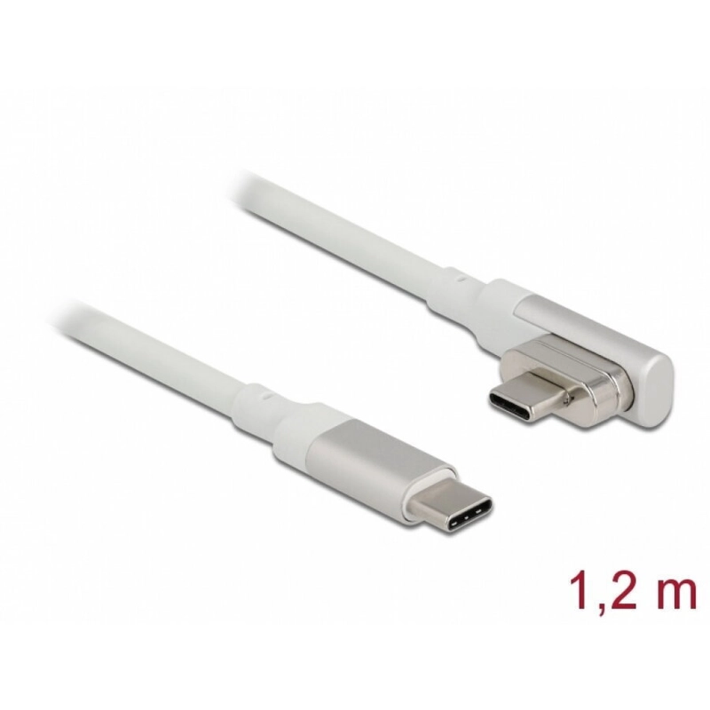 1 Delock Thunderbolt 3 Usb-c Magnetic Cable Straight/90 Degree Angle 4k60hz/100w 1.2m White Delock 86703 - Image 1