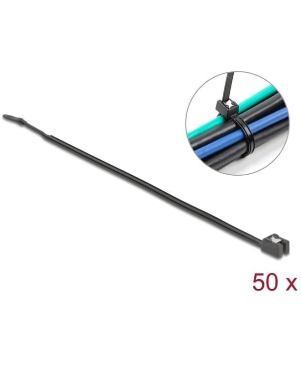DeLock Δεματικά Καλωδίων Πλαστικά 200mmx4.8mm σε Μαύρο χρώμα (50τμχ) 19468