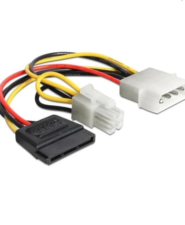 Delock Power Cable Molex 4 Pin Male To Sata 15 Pin Female + P4 Male 15 Cm 60127