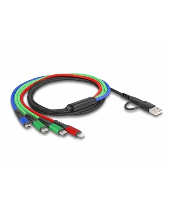 DeLock USB to Type-C / Lightning / micro USB Cable 3A Μαύρο 1.2m (87035)