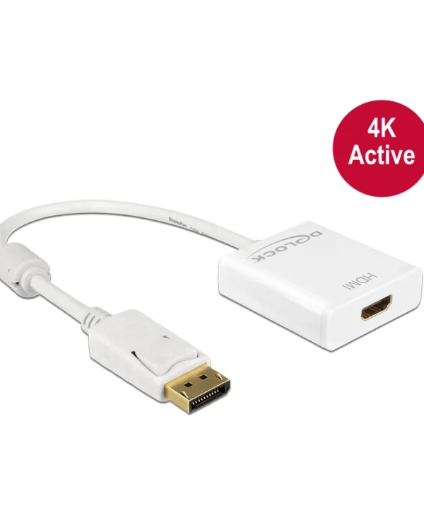 DeLock Μετατροπέας DisplayPort male σε HDMI female Λευκό 1τμχ 62608