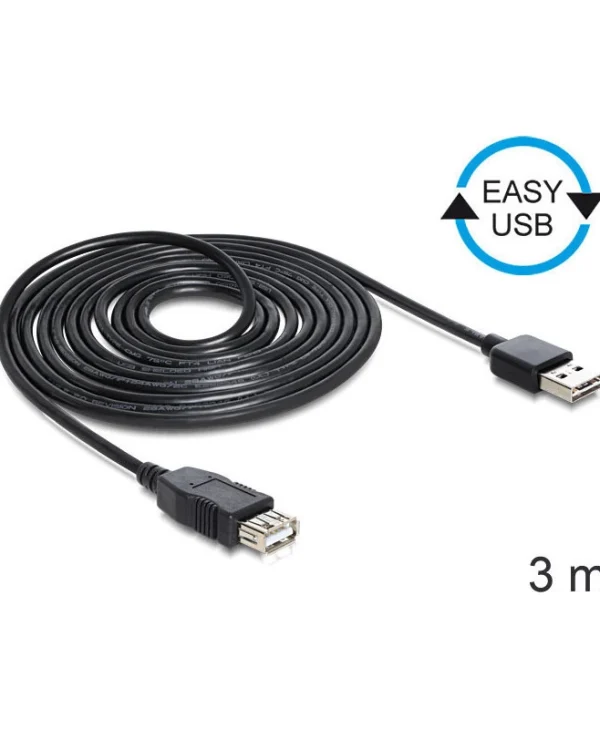 DeLock Easy USB 2.0 Cable USB-A male - USB-A female 3m (83372)