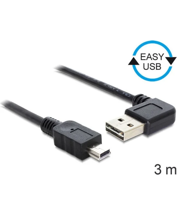 DeLock USB 2.0 Cable USB-A male - mini USB-B male 3m (83380)