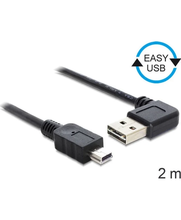 DeLock USB 2.0 Cable USB-A male - mini USB-B male Μαύρο 2m 83379