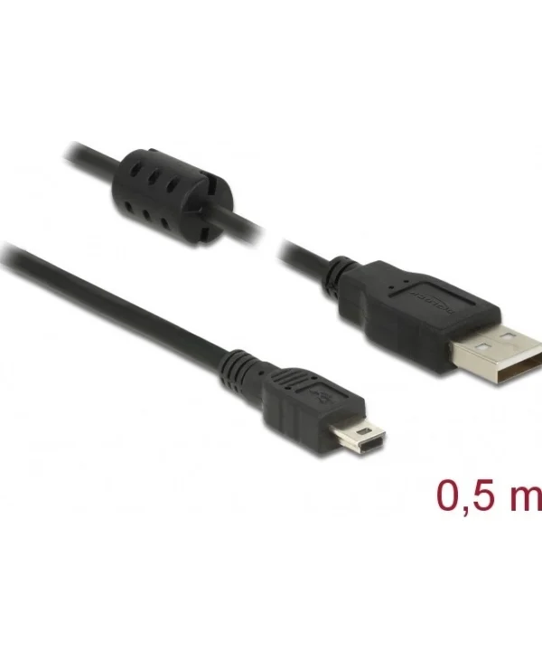 DeLock USB 2.0 Cable USB-A male - mini USB-B male Μαύρο 0.5m (84911)