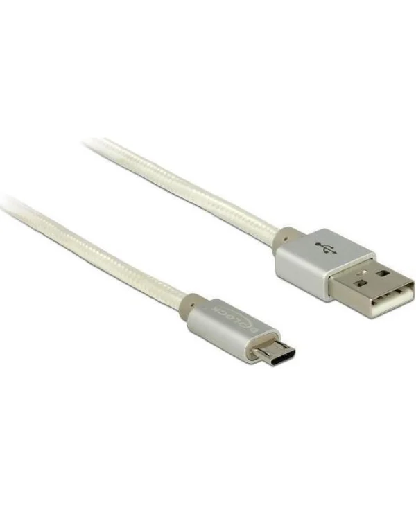 DeLock Braided USB 2.0 to micro USB Cable Λευκό 1m (83916)