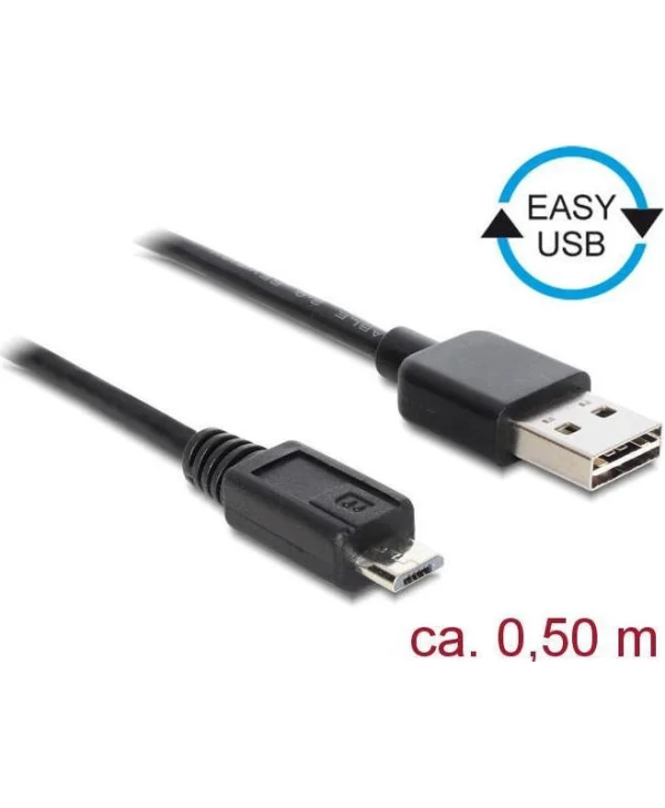 DeLock Regular USB 2.0 to micro USB Cable Μαύρο 0.5m 85156 1τμχ