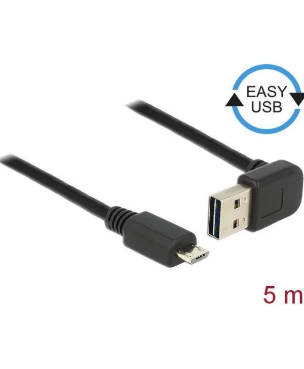 DeLock Angle (90°) / Regular USB 2.0 to micro USB Cable Μαύρο 5m (83538) 1τμχ