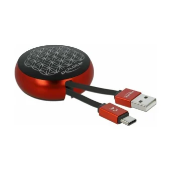DeLock Retractable USB 2.0 Cable USB-C male - USB-A Μαύρο 0.92m 85819