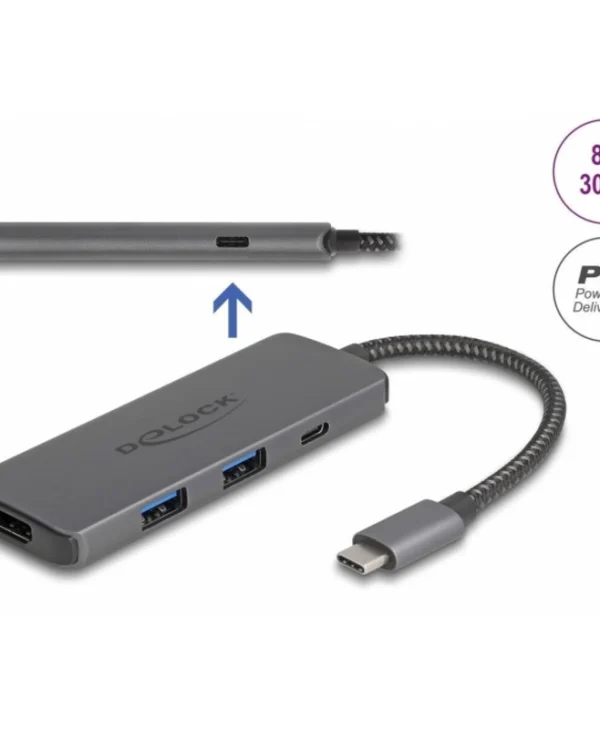 DeLock USB-C Docking Station με HDMI 4K Γκρι (87804)