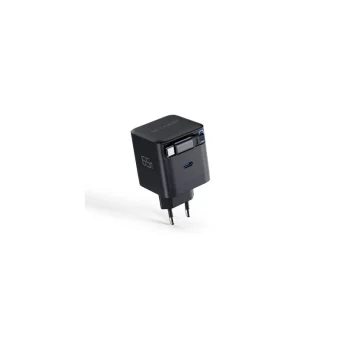 RealPower Φορτιστής GaN με 2 Θύρες USB-C και Καλώδιο USB-C 65W Power Delivery Μαύρος (547528)