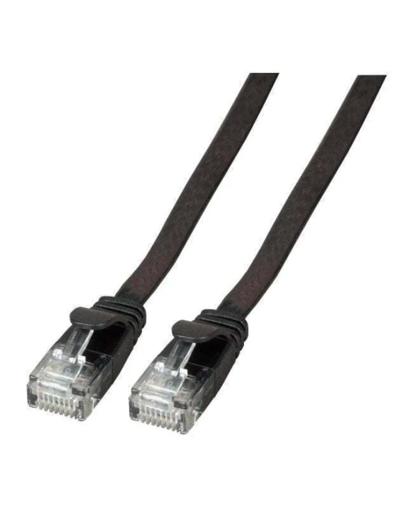 EFB Flat U/UTP Cat.6a (Gigabit) Καλώδιο Δικτύου Ethernet 0.25m Μαύρο K8107SW.0,25