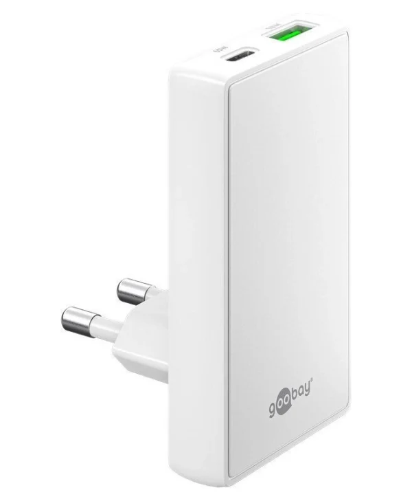 Goobay Φορτιστής Χωρίς Καλώδιο GaN με Θύρα USB-A και Θύρα USB-C 65W Power Delivery Λευκός (75724)