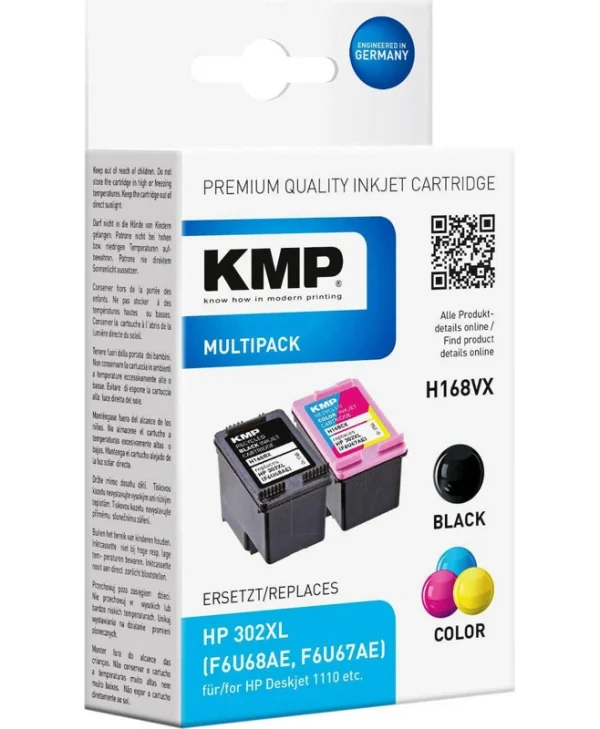 KMP H168VX Πακέτο Συμβατών Μελανιών Εκτυπωτή InkJet HP 302XL F6U68AE/F6U67AE Πολλαπλό (Color) / Μαύρο 4τμχ 1745,4005