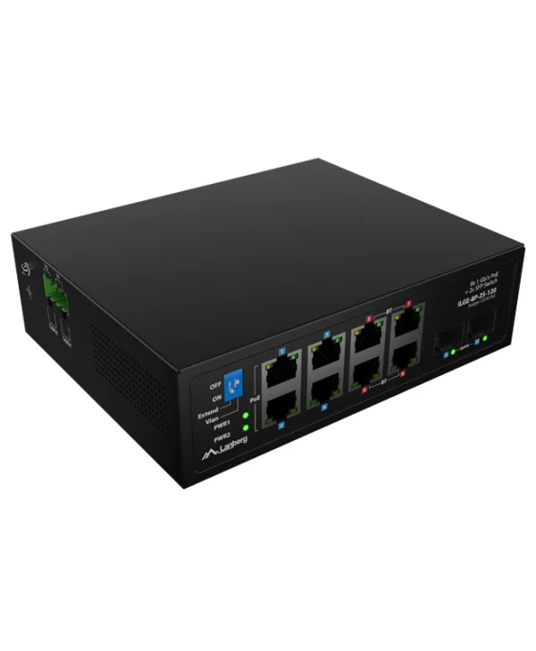 Lanberg ILGE-8P-2S-120 Unmanaged L2 PoE++ Switch με 8 Θύρες Gigabit (1Gbps) Ethernet και 2 SFP Θύρες