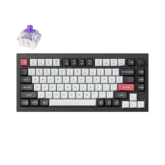 Keychron Q1H-M1 HE QMK Q1H-M1 Ασύρματο Gaming Μηχανικό Πληκτρολόγιο 75% με Gateron Double-Rail Magnetic Purple διακόπτες και RGB φωτισμό (Αγγλικό US) Carbon Black