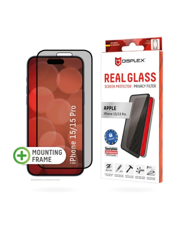 Displex Real Glass 3D 0.33mm Full Face Tempered Glass (iPhone 15) 9072305