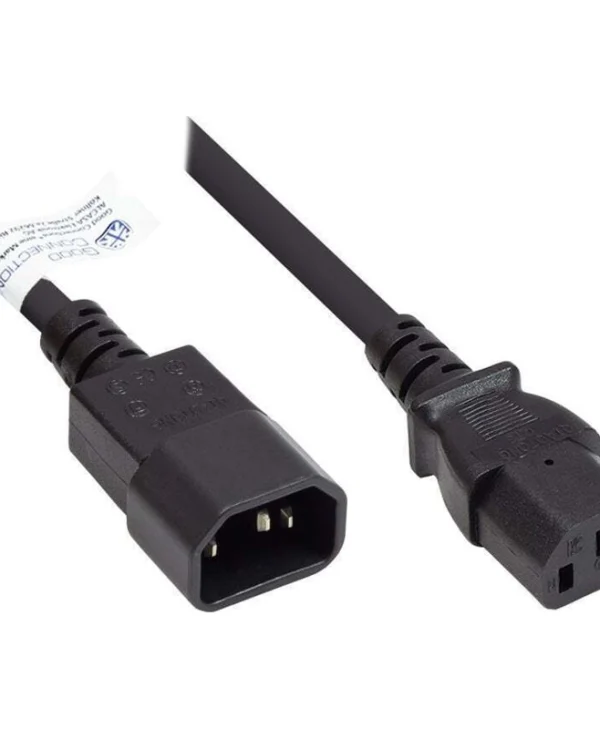 Alcasa IEC C14 / IEC C13 - IEC C14 / IEC C13 Cable 0.5m Μαύρο P1430-S005