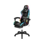 Kruger & Matz Warrior GX-150 Καρέκλα Gaming Δερματίνης με RGB Φωτισμό και Υποπόδιο Μαύρη LEC-KM0790-BLED
