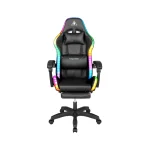 Kruger & Matz Warrior GX-150 Καρέκλα Gaming Δερματίνης με RGB Φωτισμό και Υποπόδιο Μαύρη LEC-KM0790-BLED - Image 4