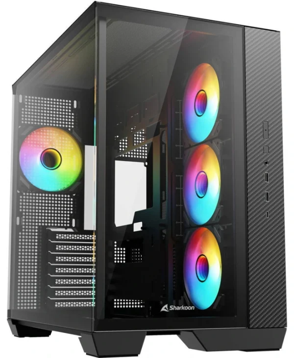 Sharkoon Steel Shark Gaming Midi Tower Κουτί Υπολογιστή με Πλαϊνό Παράθυρο και ARGB Φωτισμό Μαύρο 4044951044924