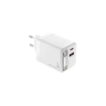 Troika Φορτιστής Χωρίς Καλώδιο GaN με Θύρα USB-A και Θύρα USB-C 35W Power Delivery Λευκός (Power Pull 35) CHA35/WH