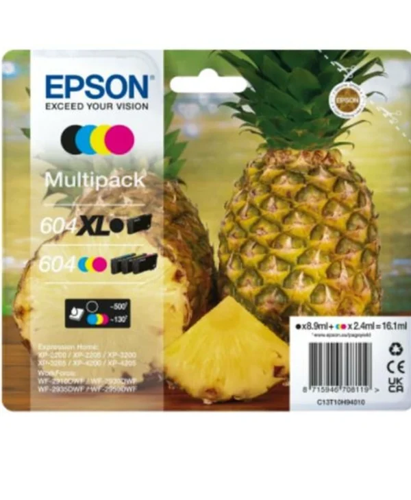 Epson 604XL Γνήσιο Πακέτο 4 Μελανιών Εκτυπωτή InkJet Πολλαπλό (Color) (C13T10H94020)