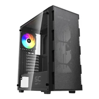 Supercase PS195-10-M Gaming Midi Tower Κουτί Υπολογιστή με Πλαϊνό Παράθυρο Μαύρο B-6905290206832