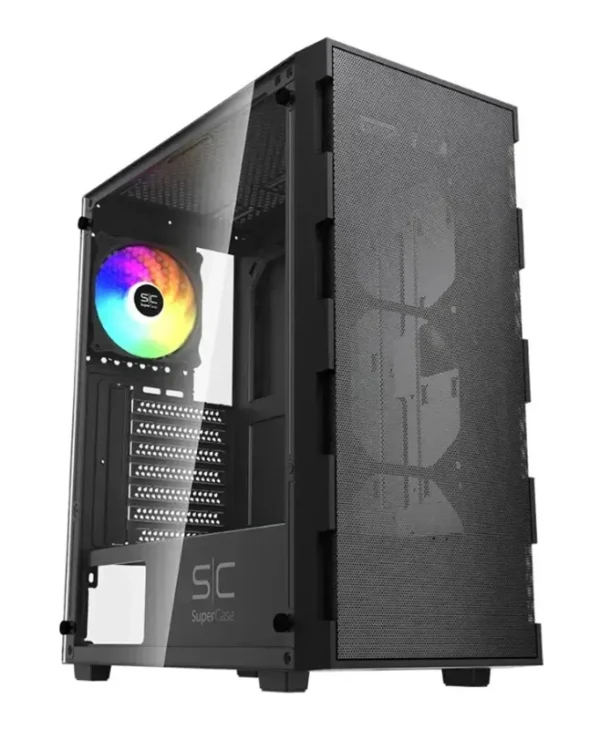 Supercase PS195-10-M Gaming Midi Tower Κουτί Υπολογιστή με Πλαϊνό Παράθυρο Μαύρο B-6905290206832
