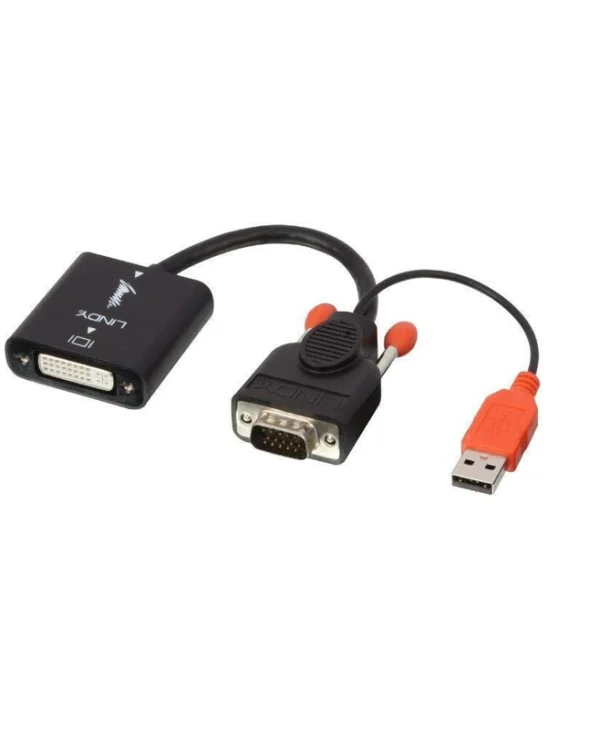 Lindy Μετατροπέας USB-A / VGA male σε DVI-D female (38184)