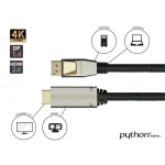 Python Cable DisplayPort male - HDMI male 10m Μαύρο (GC-M0220) - Image 2