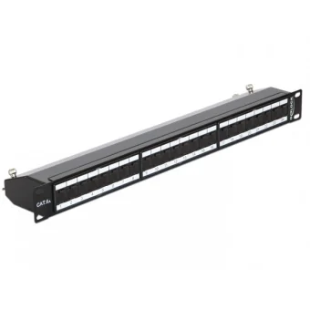 Delock 19" Shielded Patch Panel 24 Ports Cat.6a Dust Protection Black Delock 43320