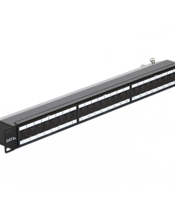 Delock 19" Shielded Patch Panel 24 Ports Cat.6a Dust Protection Black Delock 43320