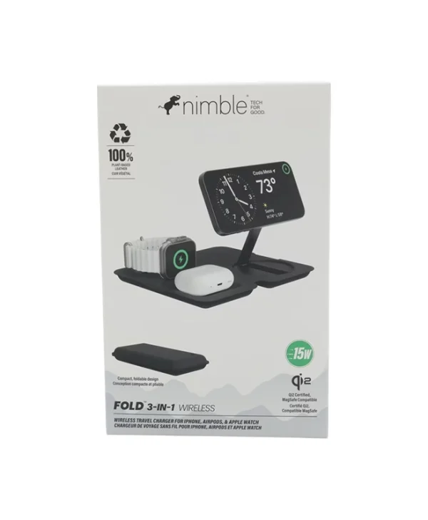 Nimble Ασύρματος Φορτιστής (Qi Pad) 15W Μαύρος (Fold) NB-WP-3N1FLD-12565A