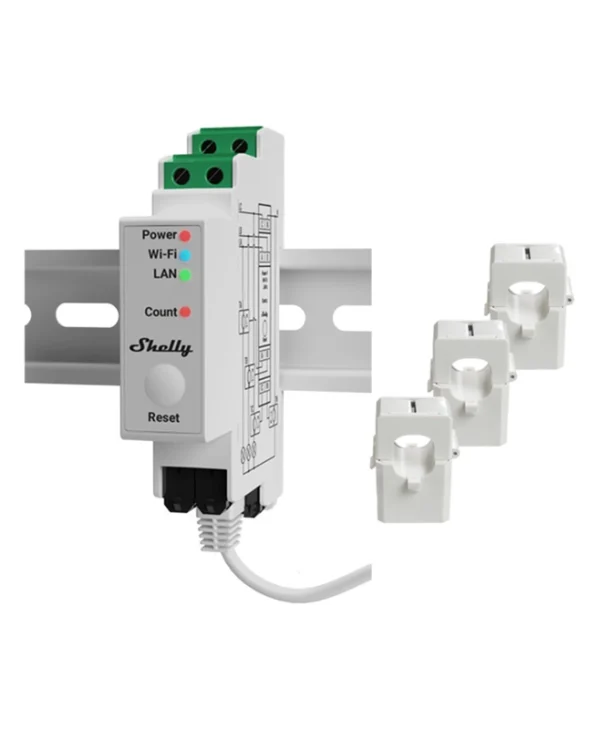 Shelly Pro 3em Όργανο Μέτρησης Ηλεκτρολογικού Πίνακα Αναλογικό Μονοφασικό Shelly_Pro_3EM_120A_v2